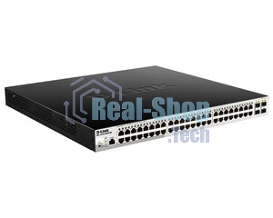 Коммутатор управляемый 2 уровня D-Link DGS-1210-52MPP/ME/B3A PROJ с 48 портами 10/100/1000Base-T и 4 портами 1000Base-X SFP (48 портов с поддержкой PoE 802.3af/802.3at (30 Вт), PoE-бюджет 740 Вт)