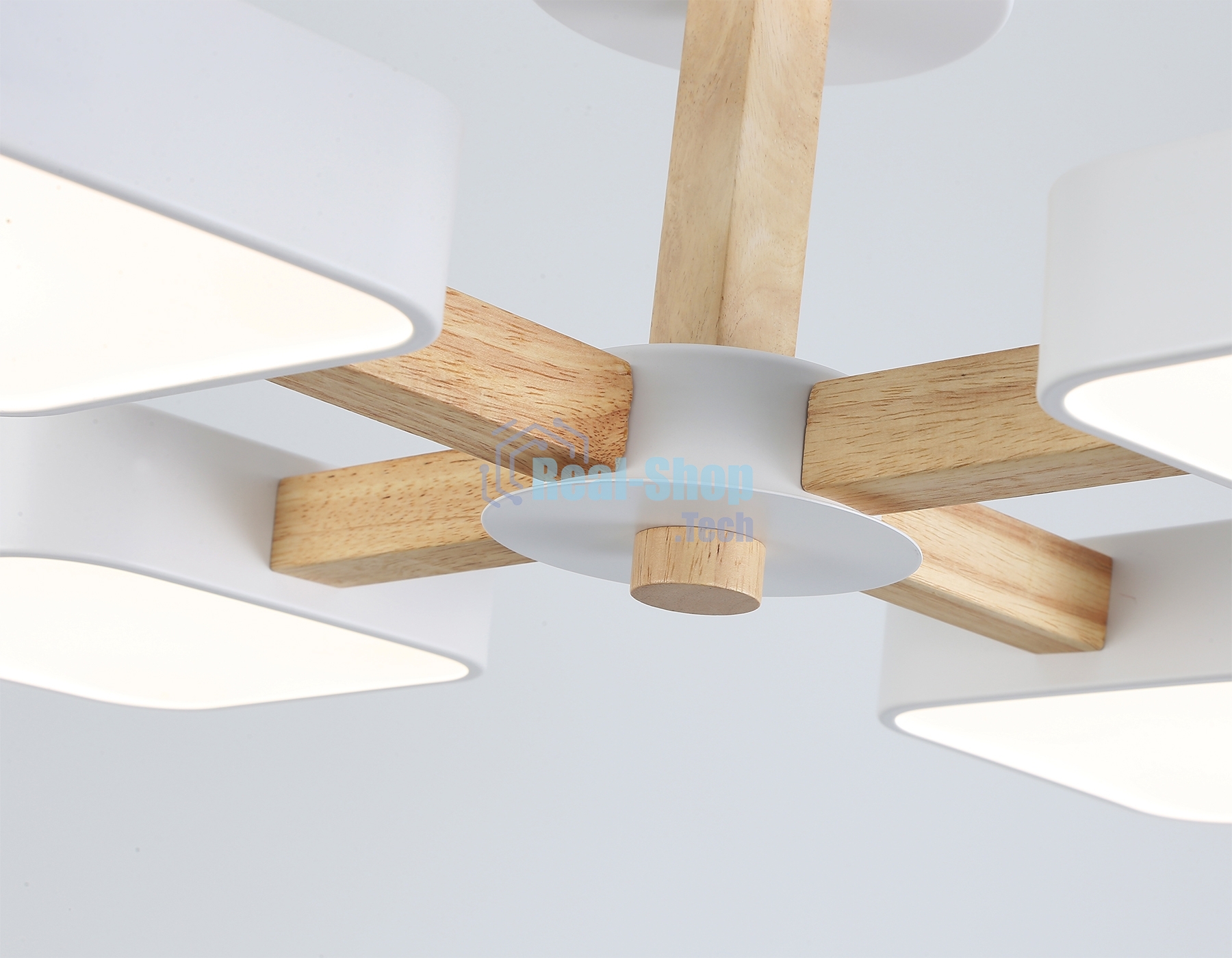 Светильник Ambrella light FL4879/4 WH/WD белый/дерево 72W 3000-6000K D610*160 (без ПДУ)