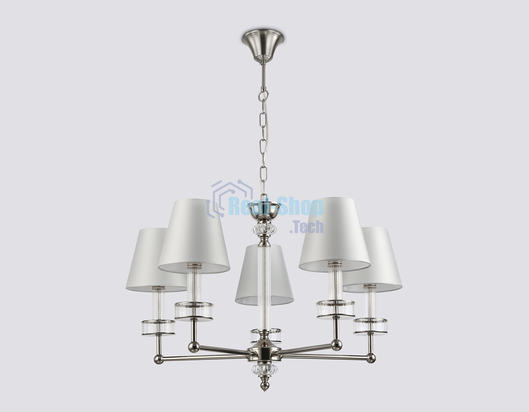 Люстра Ambrella light LH71001/5 BN/WH никель/белый E14*5 max 40W D670*1130