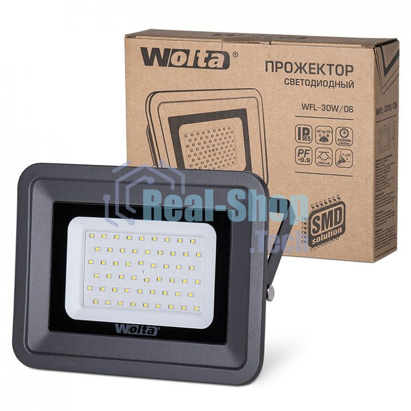 Светодиодный прожектор WOLTA WFL-30W/06 5500K, 30 W SMD, IP 65,цвет серый,слим