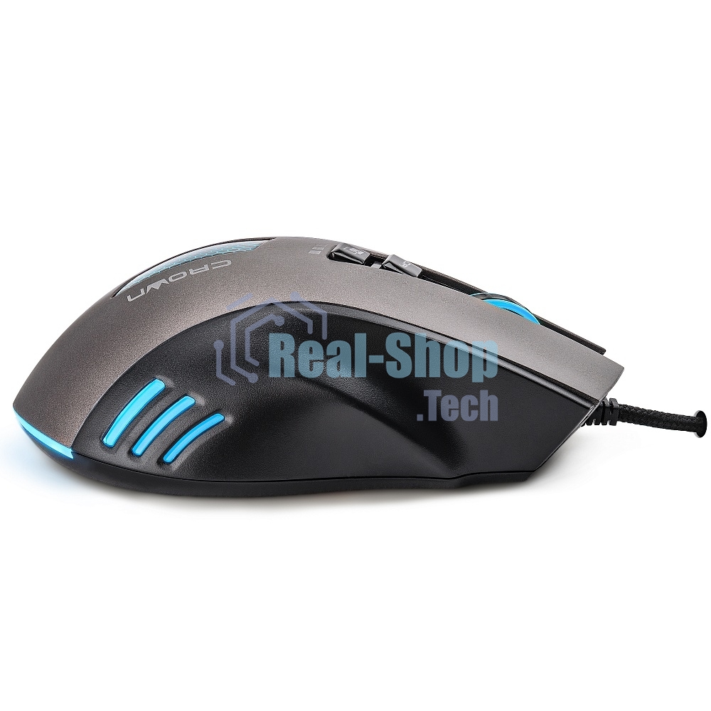 Мышь проводная Crown Gaming CMXG-711 черный, 4000 dpi, USB, кнопки - 8