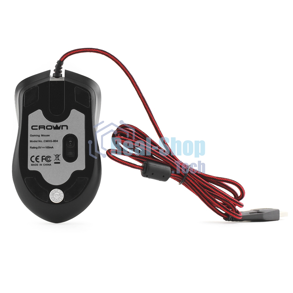 Мышь проводная Crown Gaming CMXG-804 черный, 2000 dpi, USB, кнопки - 9