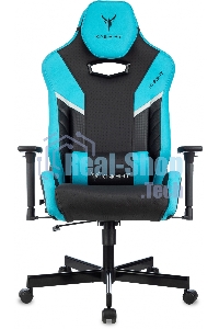 Кресло игровое Knight Thunder 5X черный/голубой эко.кожа крестов. металл