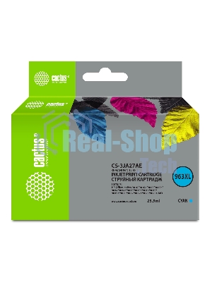 Картридж струйный Cactus CS-3JA27AE 963XL (есть ограничения по прошивке) голубой (25.5 мл) для HP OfficeJet Pro 9010/9010e/9012/9014/9015/9016/9019