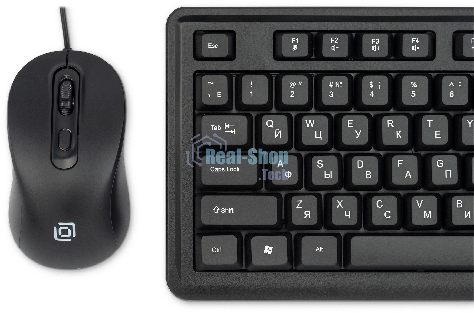 Комплект клавиатура+мышь Oklick S605 проводной, USB, 2400 DPI, чёрный