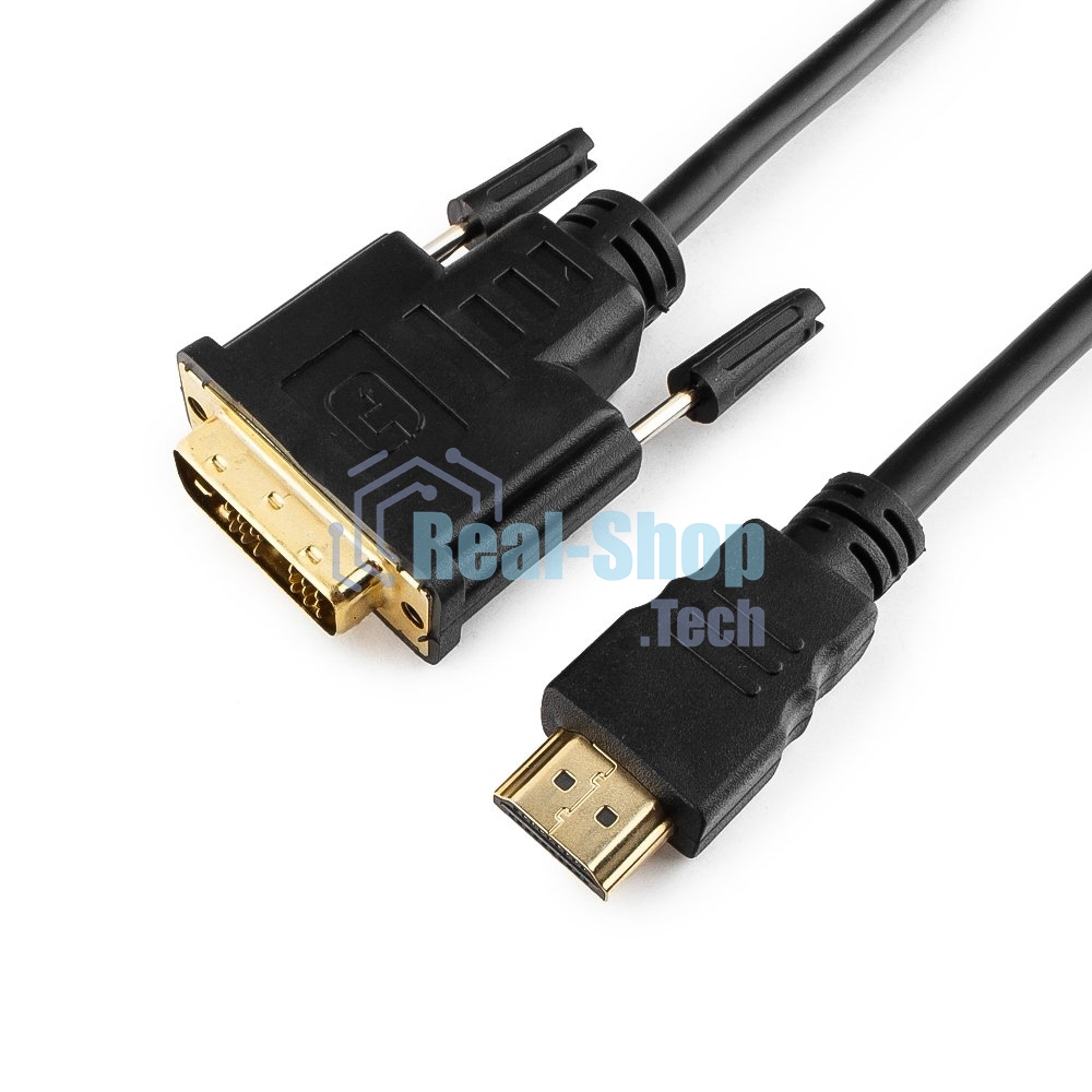 Кабель HDMI-DVI Cablexpert CC-HDMI-DVI-7.5MC, 19M/19M, single link, медь, позол.разъемы, экран, 7.5м, черный, пакет