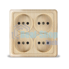 Розетка 4-м ОП Олимп без заземл. квадрат сосна UNIVersal 1176
