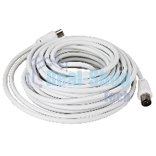 Шнур ТВ гнездо - ТВ штекер, длина 10 м етров, белый Rexant