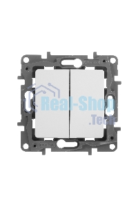 Выключатель двухклавишный 10AX винтовые зажимы ETIKA, белый