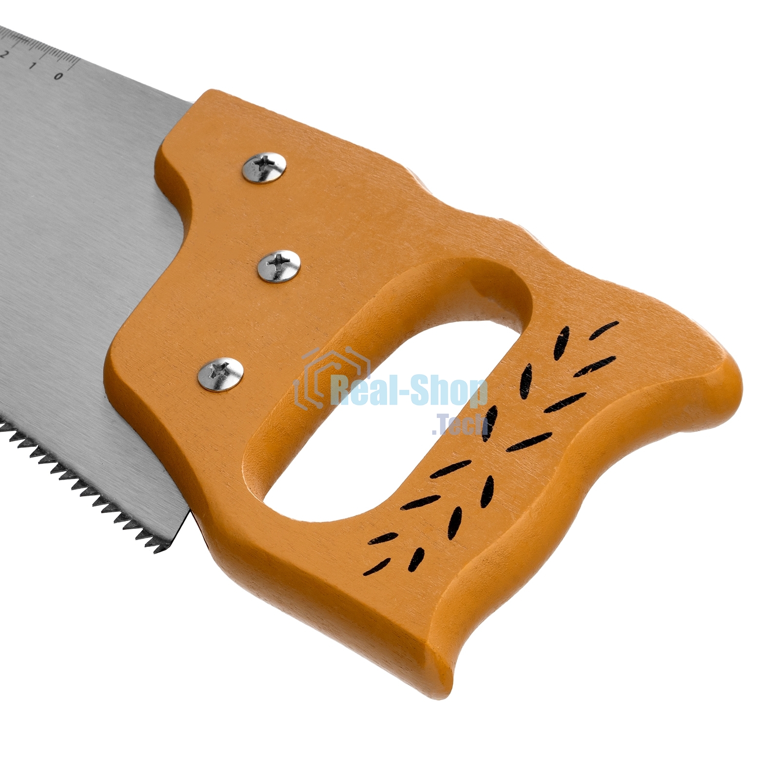 Ножовка по дереву Sparta 500 мм, 7-8 ТРI, каленый зуб, линейка, деревянная рукоятка