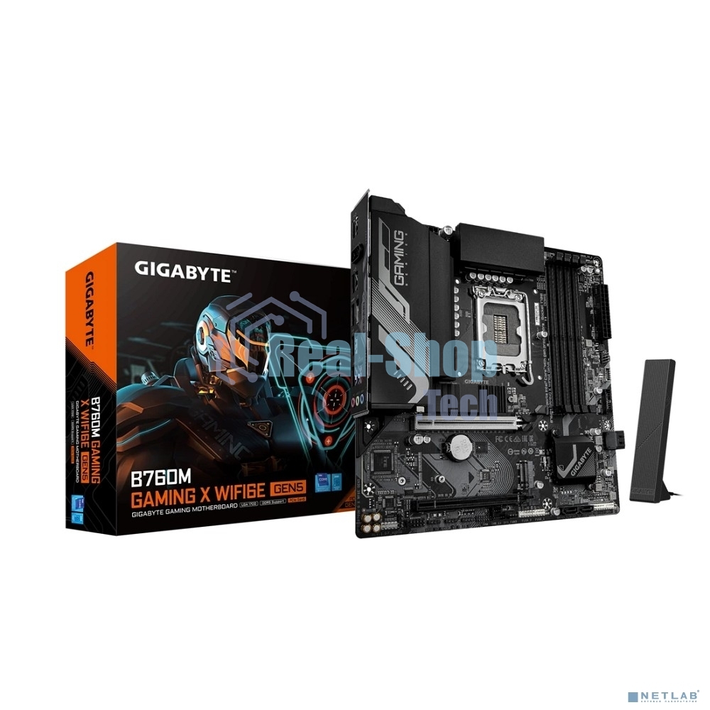 Материнская плата Gigabyte B760M GAMING X WIFI6E GEN5, LGA1700, Intel B760, 4xDDR5, 4xSATA, 2xM.2, 1xPCIe 5.0 x16, 1xPCIe 3.0 x4, 1xHDMI, 1xDP, 1x2.5Gb LAN, Wi-Fi 6E, Bluetooth 5.3, 3xUSB-A 5Gbps, 5xUSB-A 2.0, 3x3.5 мм, 7.1, mATX