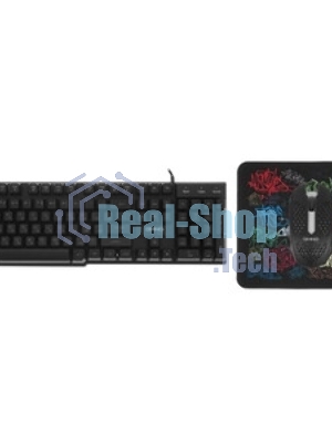 Комплект клавиатура+мышь Oklick 400GMK проводной, USB, 1200 DPI, чёрный