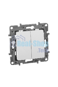 Выключатель двухклавишный 10AX винтовые зажимы ETIKA, белый