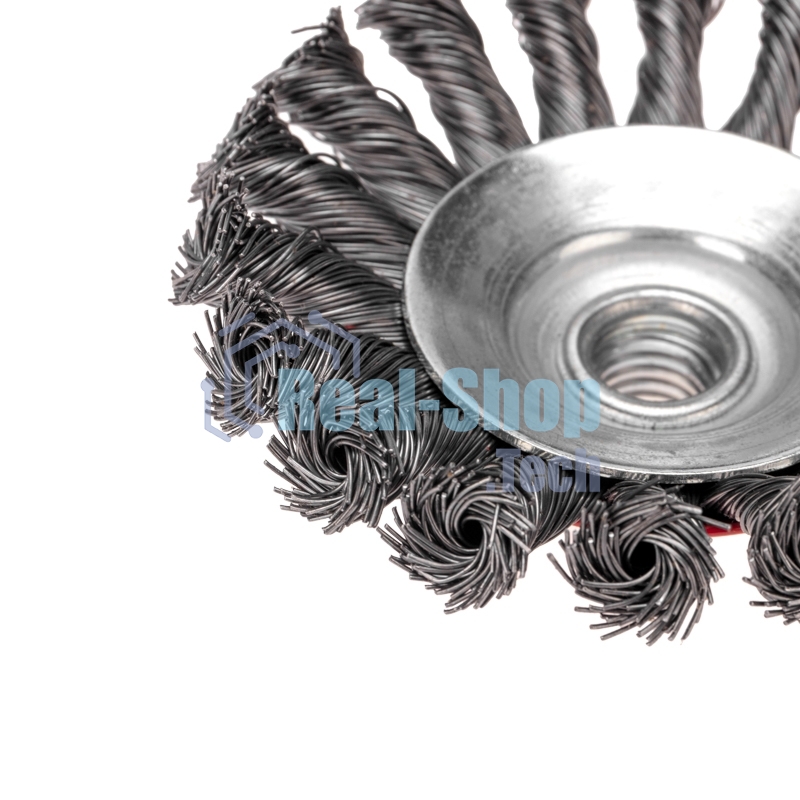 Щетка коническая для УШМ Kranz плетеные пучки стальной проволоки 100 М14