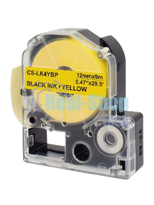 Картридж ленточный Cactus CS-LK4YBP черный шрифт, желтый фон (12 мм, 9 м) для Epson LW300/LW400/LW700/LW600P/LW1000P/K400/Z700/Z900