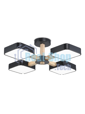 Светильник Ambrella light FL4880/4 BK/WD черный/дерево 72W 3000-6000K D610*160 (без ПДУ)