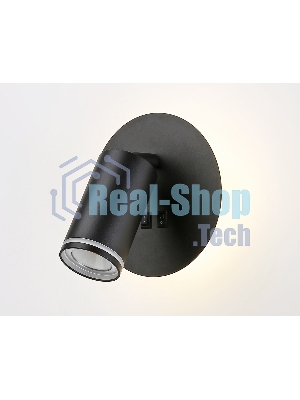 Настенный светильник с выключателем Ambrella light FW2463 BK черный GU10 max 12W+LED 4200K 7W D145*150