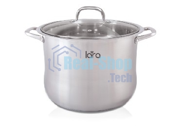 Кастрюля Lara LR02-42 10 л (нерж) 26x19 см, 10 л, капсулир индукц дно, стекл крышка