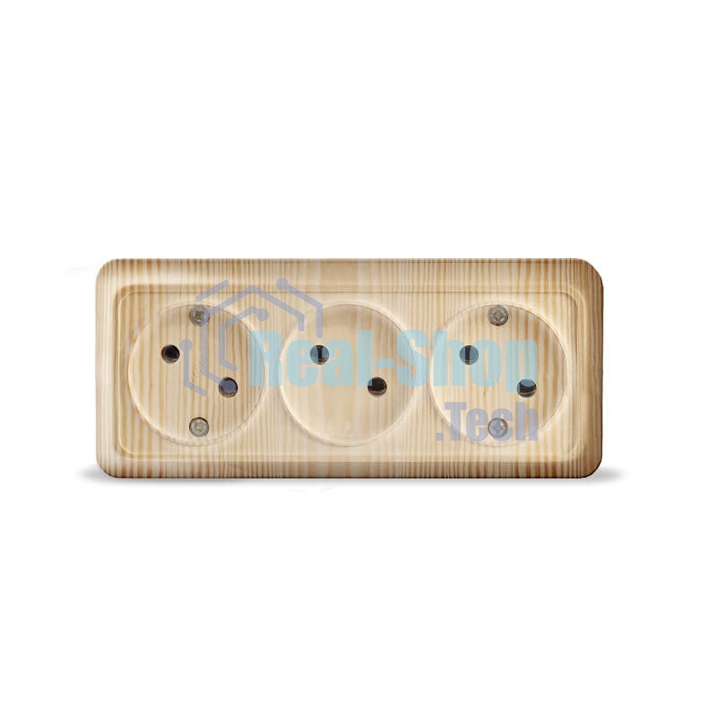 Розетка 3-м ОП Олимп без заземл. сосна UNIVersal 1172