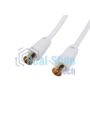 Шнур ТВ гнездо - ТВ штекер, длина 5 м етров, белый Rexant 1