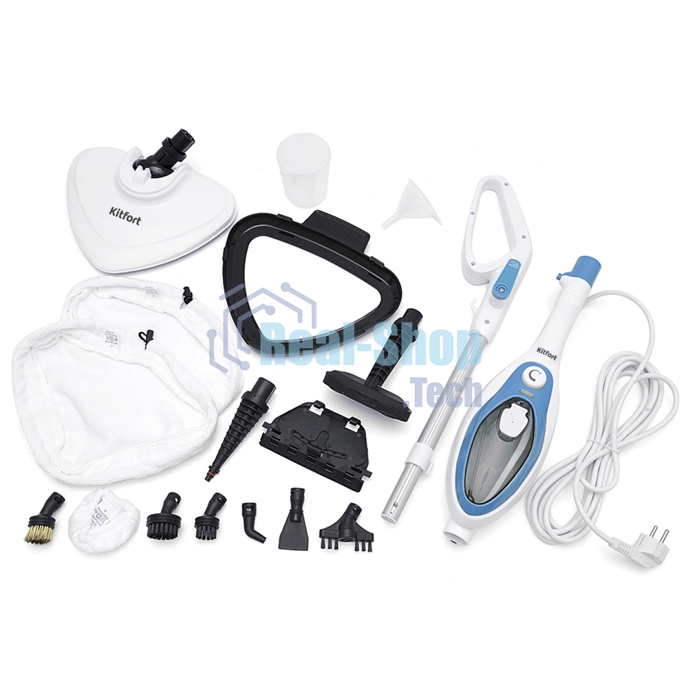 Швабра паровая Kitfort KT-1004-1 1500Вт голубой/белый