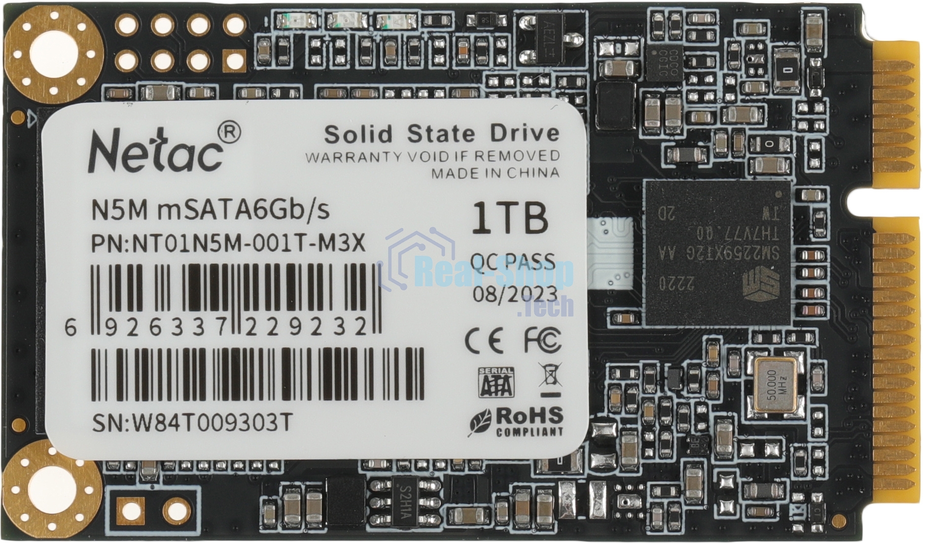 Накопитель SSD Netac N5M, 1000Gb, mSATA, R/W 560/520