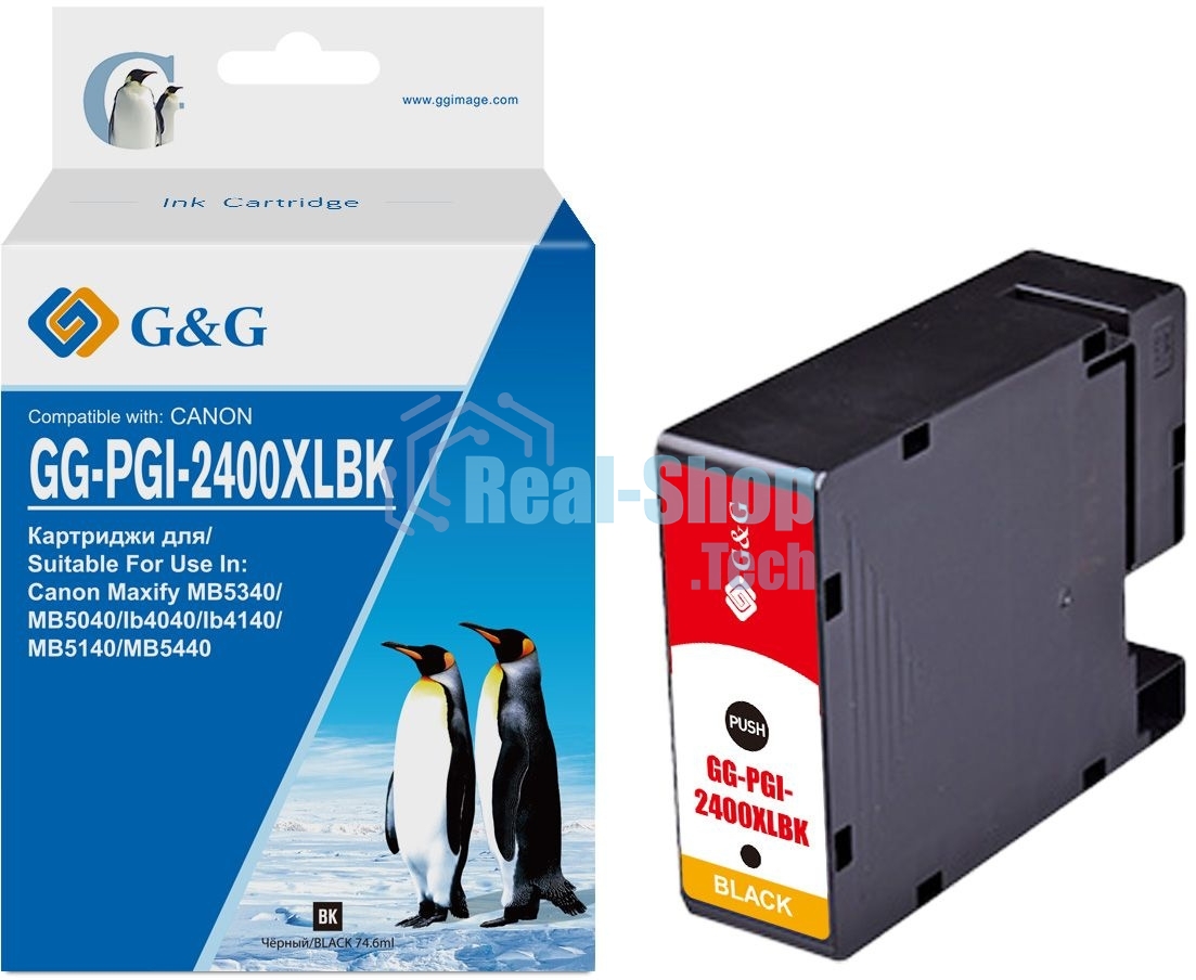 Картридж струйный G&G GG-PGI-2400XLBK (PGI-2400XL BK) черный (74.6 мл) для Canon Maxify iB4040/iB4140/МВ5040/MB5140/МВ5340/MB5440