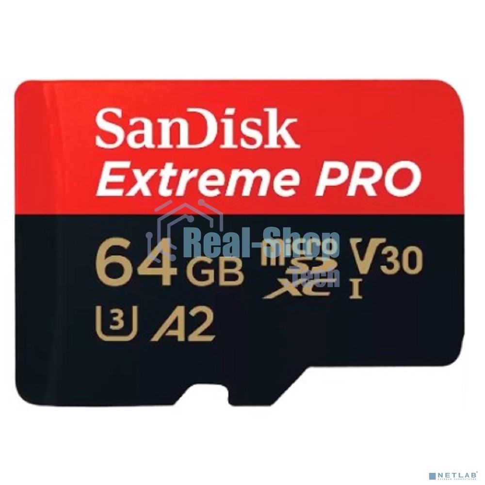 Флеш карта SanDisk Extreme Pro microSD UHS I Card 64GB for 4K Video on Smartphones, Action Cams & Drones 200MB/s Read, 90MB/s Write, Lifetime Warranty