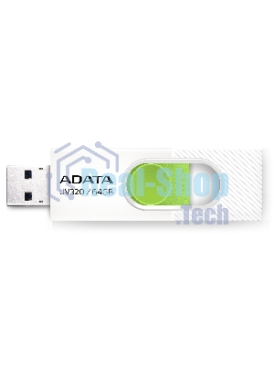 Флешка USB ADATA UV320 (AUV320-64G-RWHGN), 64Gb, USB 3.2 Gen1, R/W 100/30, белый/зеленый