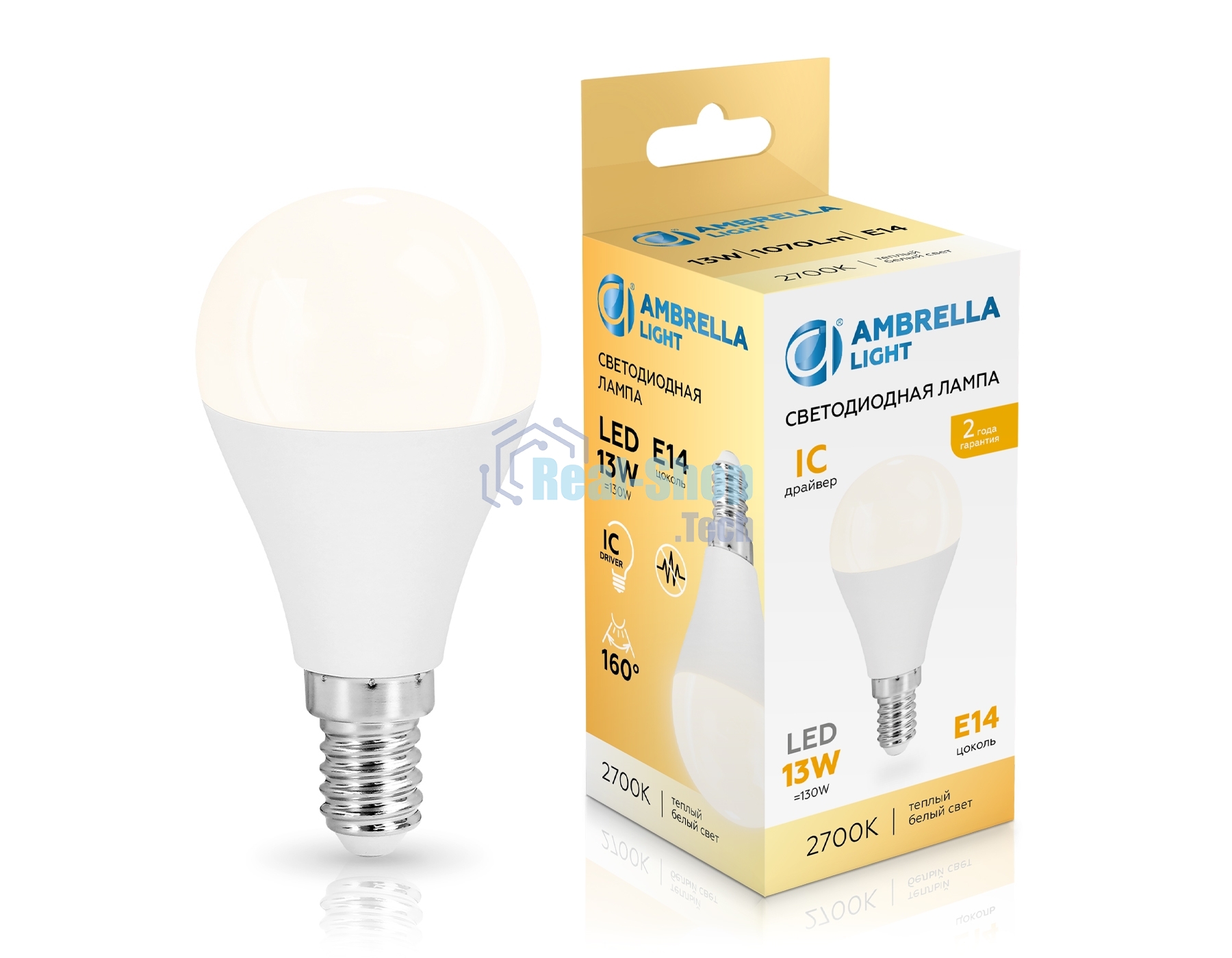 Лампа светодиодная	451313 LED P45 13W IC E14 2700K 175-265V