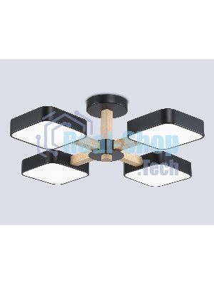 Светильник Ambrella light FL4880/4 BK/WD черный/дерево 72W 3000-6000K D610*160 (без ПДУ)