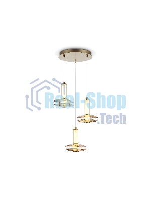 Подвесной светодиодный светильник Ambrella light LH31011/3 BS/TI латунь/янтарь 35W 3000K D450*1790