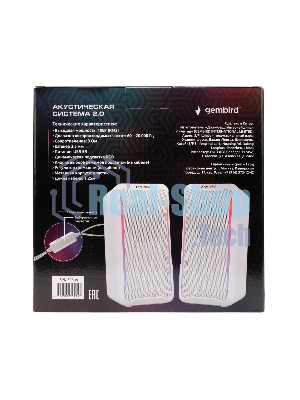 Акустическая система 2.0 Gembird SPK-305-W, 10Вт, пластик, рег.громкости, RGB подсветка, белый