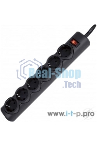 Сетевой фильтр Defender DFS 151 1.8 m, 6 розеток, черный