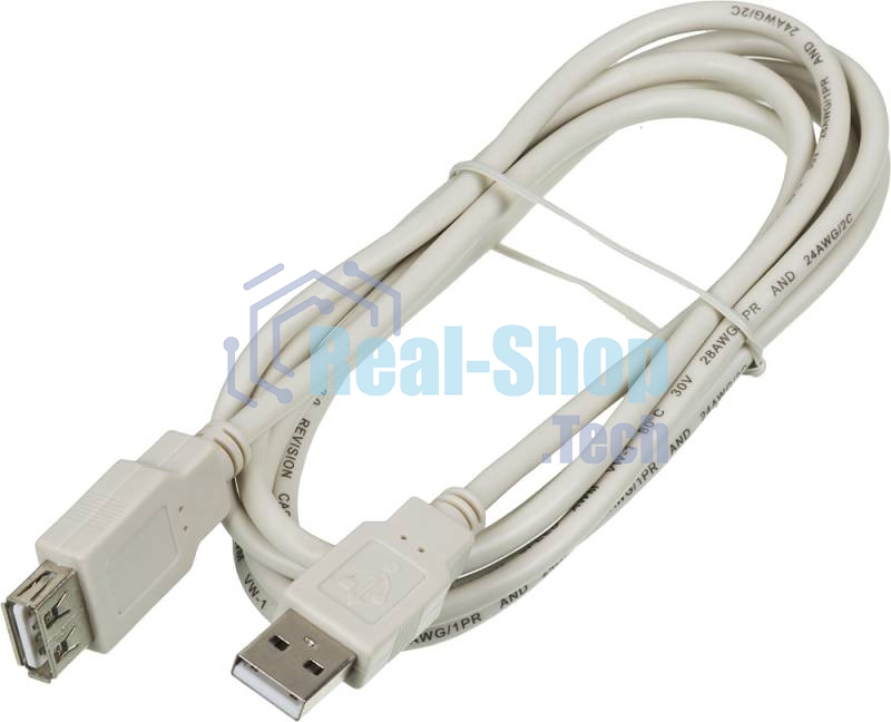 Кабель-удлинитель USB2.0 Ningbo USB A (m)/USB A (f) 1.8м (USB2.0-AM-AF-BR)