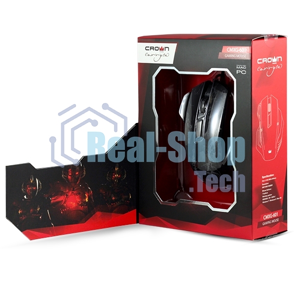 Мышь проводная Crown Gaming CMXG-601 черный, 1800 dpi, USB, кнопки - 7