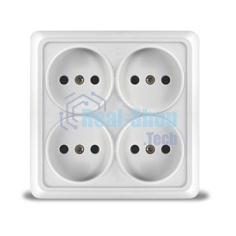 Розетка 4-м ОП Олимп без заземл. квадрат белый UNIVersal 1164