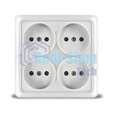 Розетка 4-м ОП Олимп без заземл. квадрат белый UNIVersal 1164