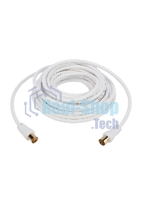 Шнур ТВ гнездо - ТВ штекер, длина 5 м етров, белый Rexant 1