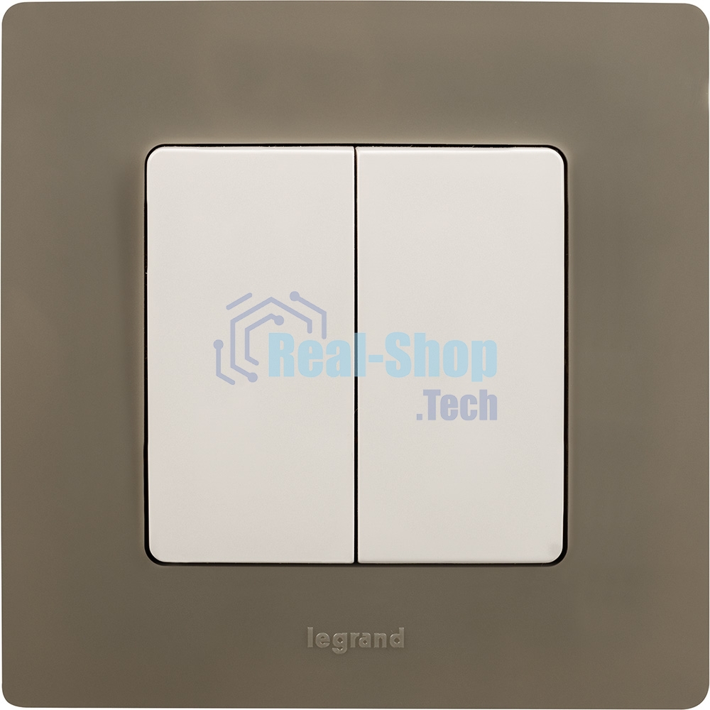 Выключатель двухклавишный 10AX винтовые зажимы ETIKA, белый