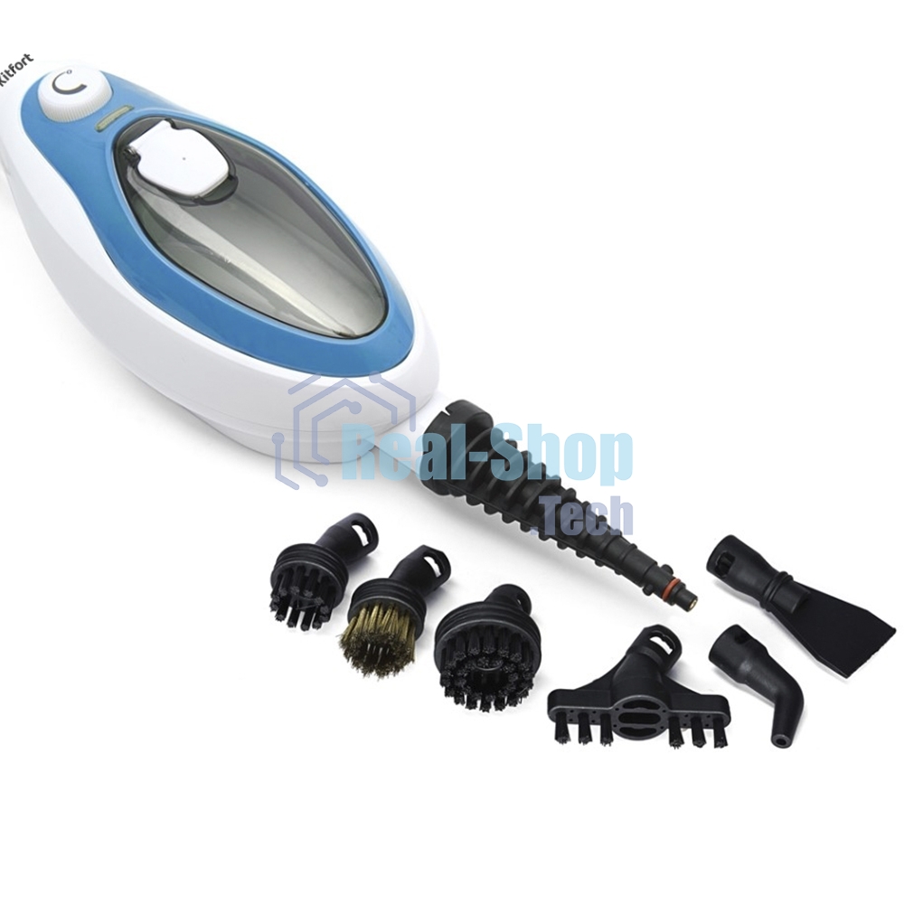 Швабра паровая Kitfort KT-1004-1 1500Вт голубой/белый