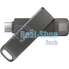 Флешка USB Sandisk IX70N iXpand Luxe (SDIX70N-128G-GN6NE), 128Gb, USB Type-C/Lightning, R/W 150/70, серый