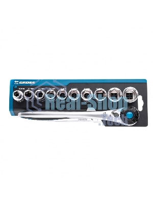 Набор торцевых головок Gross трещотка 120 зубьев, 12 предметов, 1/2