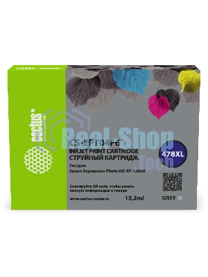 Картридж струйный Cactus CS-EPT04F6 478XL серый (13.2мл) для Epson Expression Photo HD XP-15000