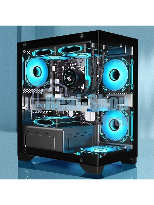 Компьютерный корпус Minitower ExeGate i3 SEA LE-NPX450 (mATX, БП 450NPX, 1хUSB+1хUSB 3.0, HD аудио, черный, передняя и боковая панели - закаленное стекло)
