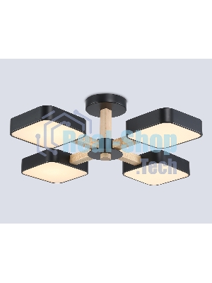 Светильник Ambrella light FL4880/4 BK/WD черный/дерево 72W 3000-6000K D610*160 (без ПДУ)