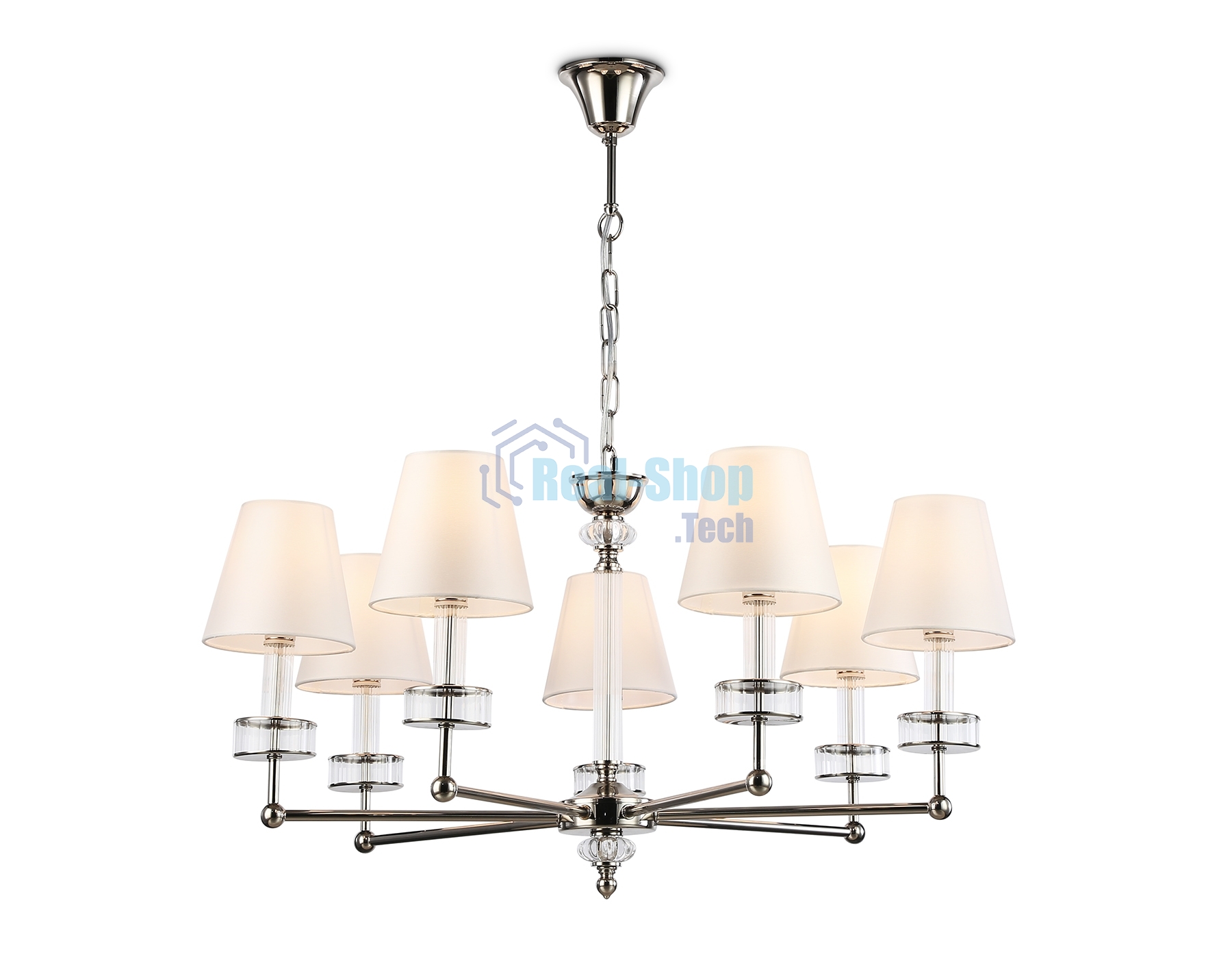 Люстра Ambrella light LH71003/7 BN/WH никель/белый E14*7 max 40W D820*1130