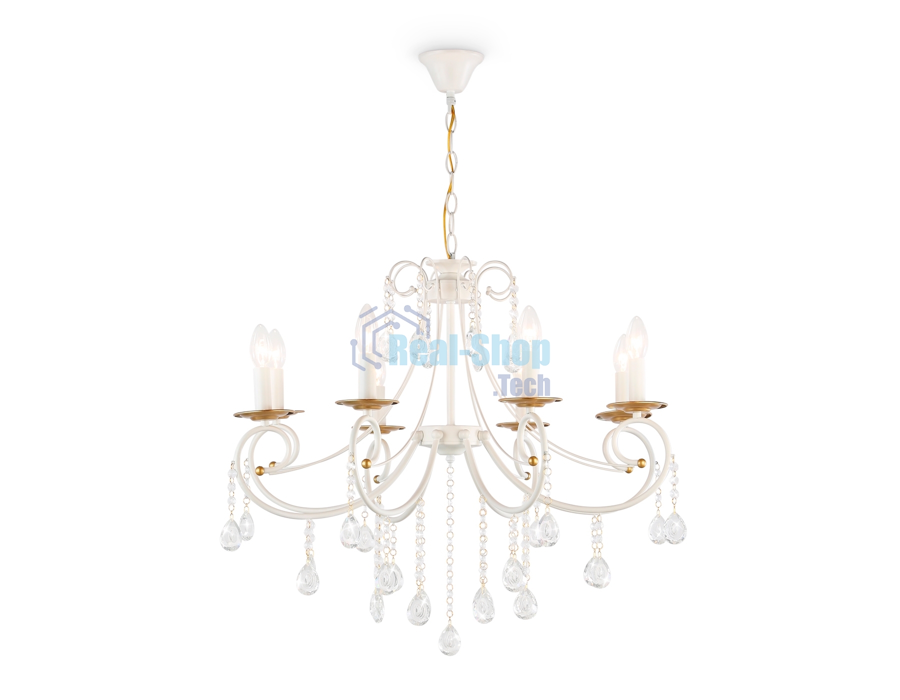Светильник Ambrella light TR4917/8 WH/GD белый/золото E14/8 max 40W D740*930