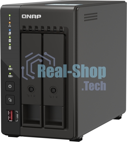 SMB QNAP TS-253E-8G NAS, 2-tray w/o HDD. 2xHDMI-port. 4-core Celeron J6412 2-2.6 GHz, 8Gb DDR, 2x2.5Gb LAN, 2 x M.2 2280 PCIe Gen 3 x2, 2x USB 3.2 Gen 2 (10Gbps) Port, 2x USB 2.0 port