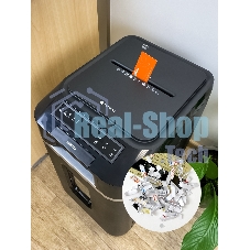 Шредер Heleos АП37-4 черный/серебристый с автоподачей (секр.P-4) фрагменты 220лист. 37лтр. скрепки скобы пл.карты